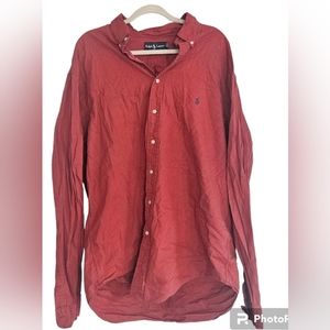 Men's Classic Fit Ralph Lauren XLT Brick Red Dress Shirt